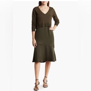 Sam Edelman Midi Dress. Dark Olive, size 6.